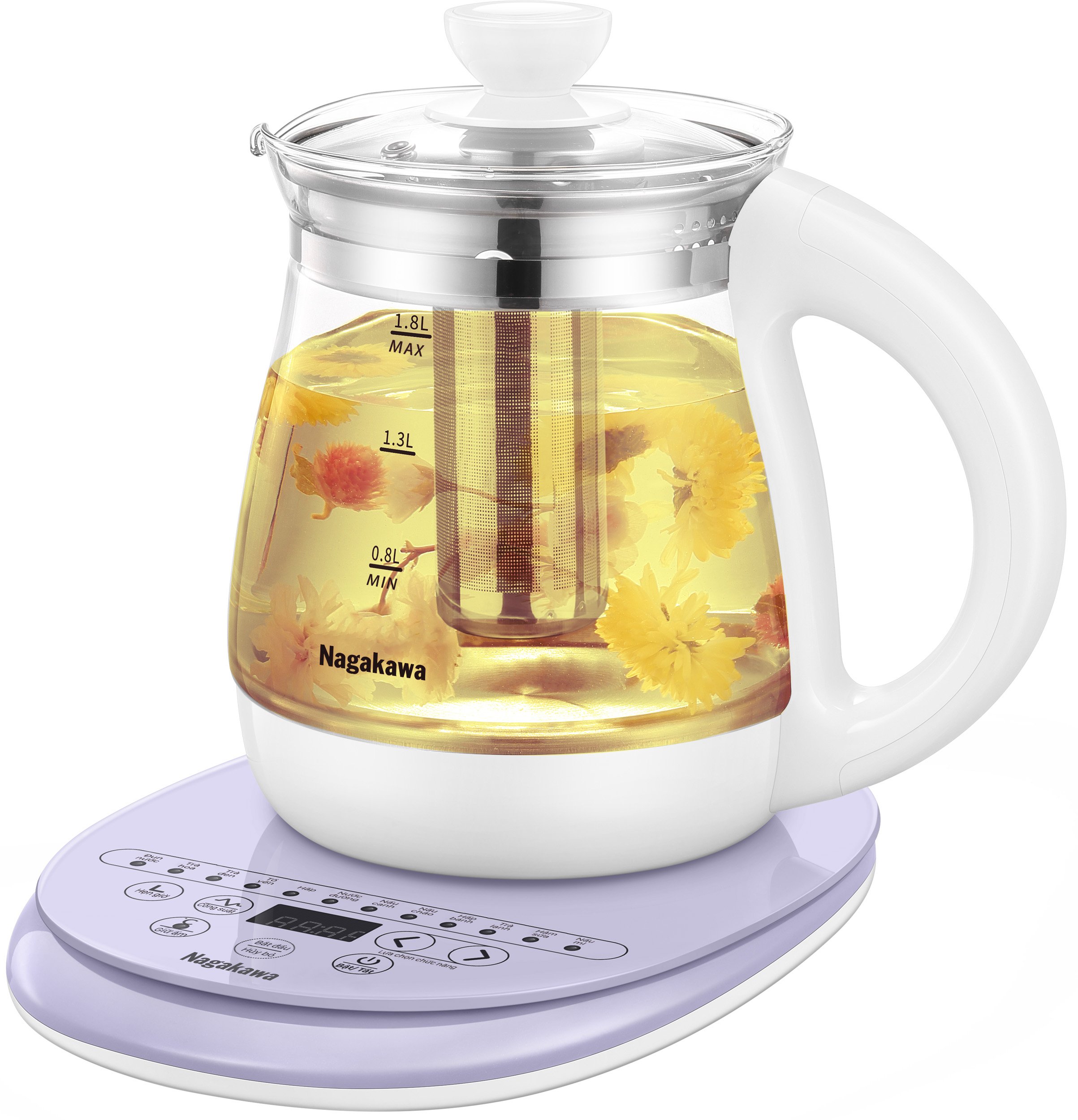 Ấm siêu tốc thủy tinh đa năng Nagakawa NAG0316 - Hàng chính hãng