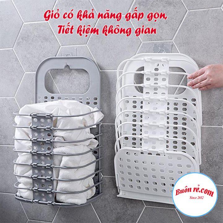 Giỏ đựng đồ gấp gọn thông minh Việt Nhật tặng móc dính trong , giỏ treo tường đựng quần áo đồ dùng nhà tắm - 00540