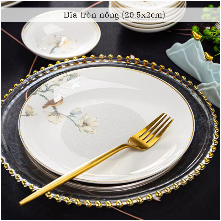 Bộ bát ăn cơm SỨ XƯƠNG Giang Tây cao cấp 60 chi tiết - Bộ chén ăn cơm sang trọng, tinh tế - Bát đĩa mỏng nhẹ nhưng cứng trong và cách nhiệt tốt. Mã GS18