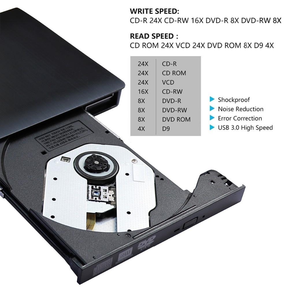 External DVD Drive USB 3.0 Type C cable Portable CD DVD RW Drive Writer Burner Optical Player Compatible For Laptop Desktop iMac