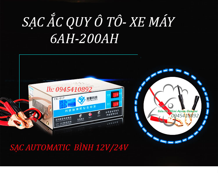 Máy sạc ắc quy tự động 12V,24V-200AH