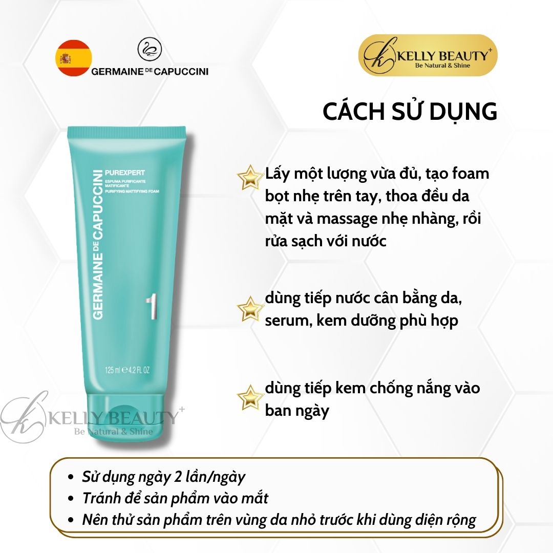 Sữa Rửa Mặt Cho Da Dầu Mụn Germaine PUREXPERT Purifying Mattifying Foam | Kelly Beauty
