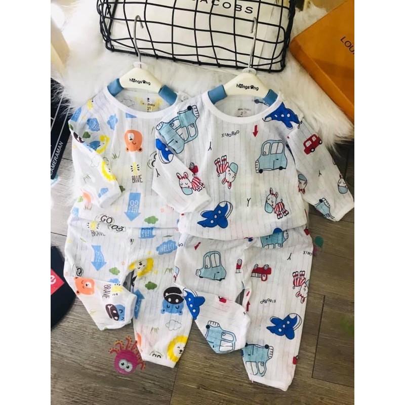 BỘ COTTON GIẤY DÀI TAY CÚC CÀI VAI CHO BÉ TRAI/ BÉ GÁI