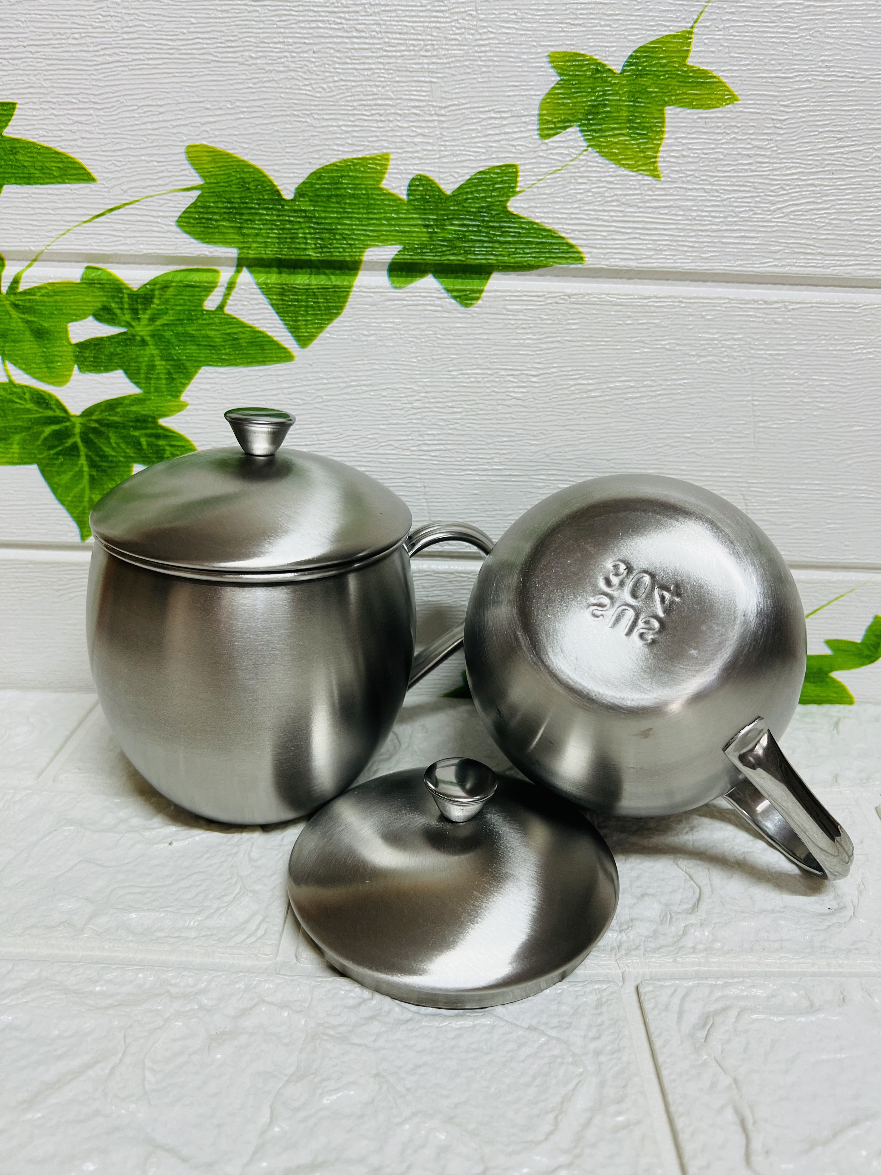 Ca uống nước inox 304 có quai và nắp đậy