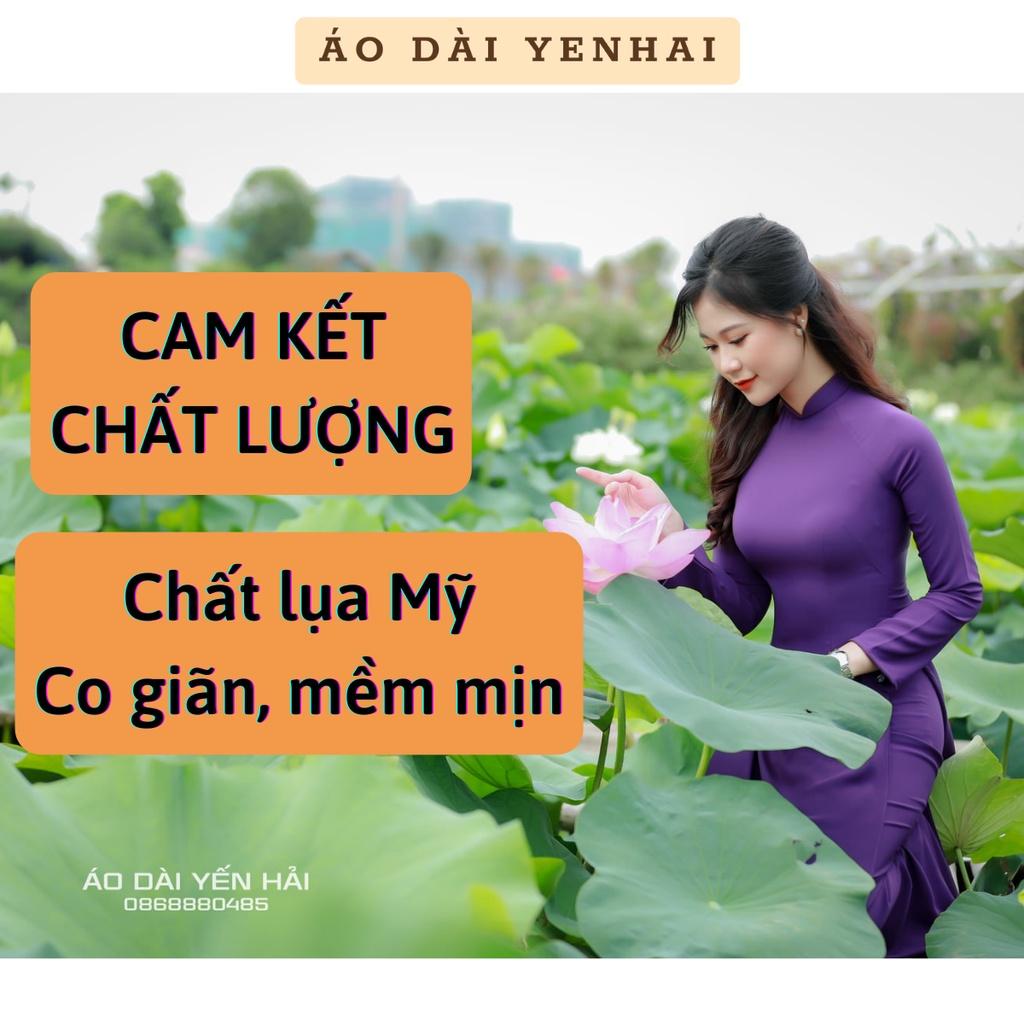 Áo dài Truyền thống màu tím huế chất lụa Mỹ cao cấp dáng 2 tà