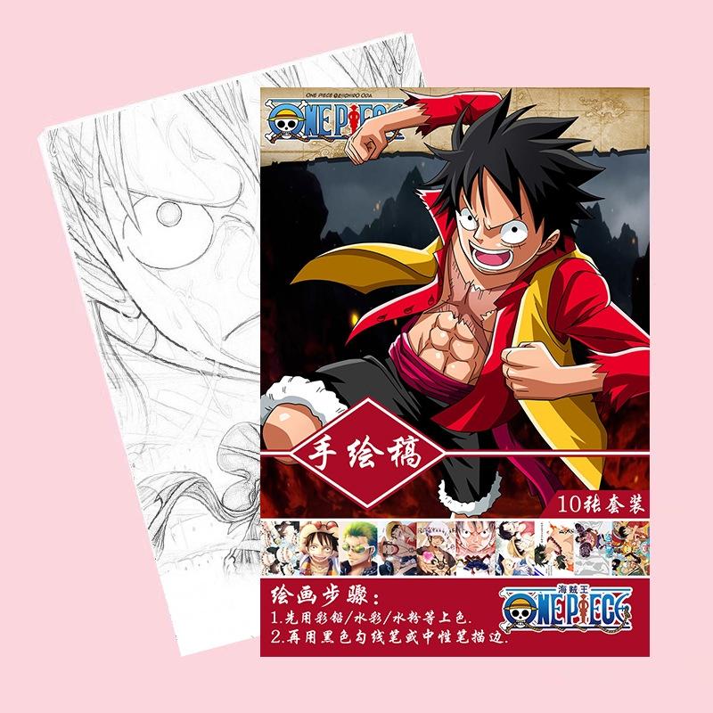 Tranh tô màu One Piece Đảo hải tặc Luffy tập bản thảo phác họa anime manga chibi