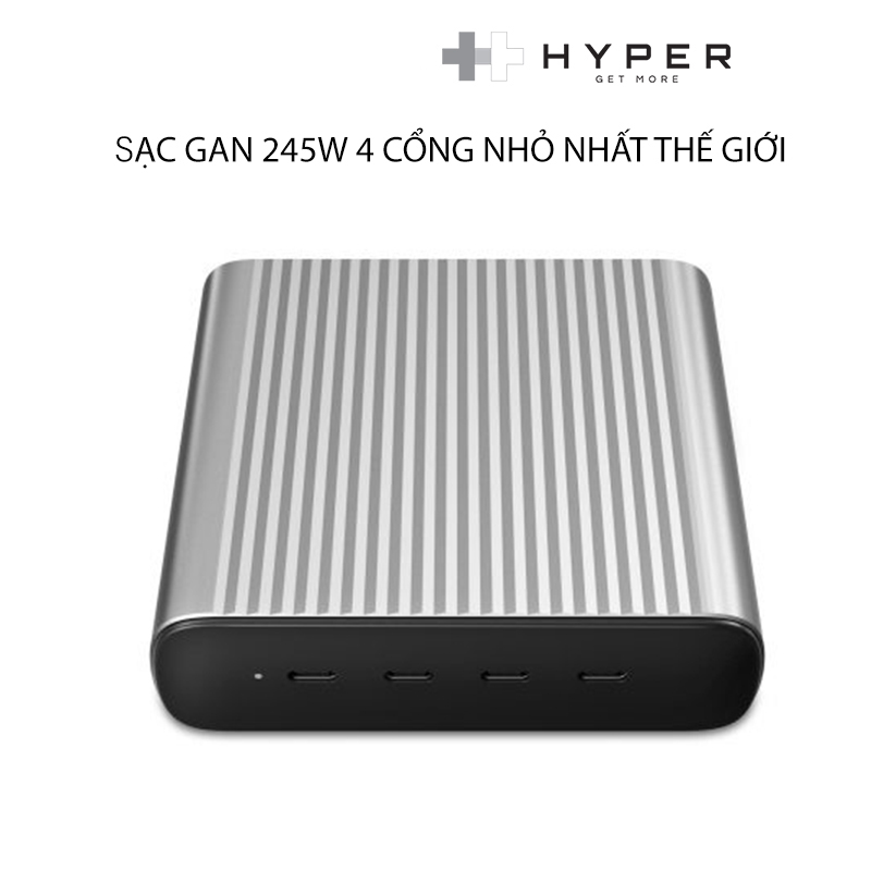 SẠC HYPERJUICE 245W GAN 4 USB-C PD/PPS/QC4.0+ NHỎ NHẤT THẾ GIỚI - GAN245 - Hàng Chính Hãng