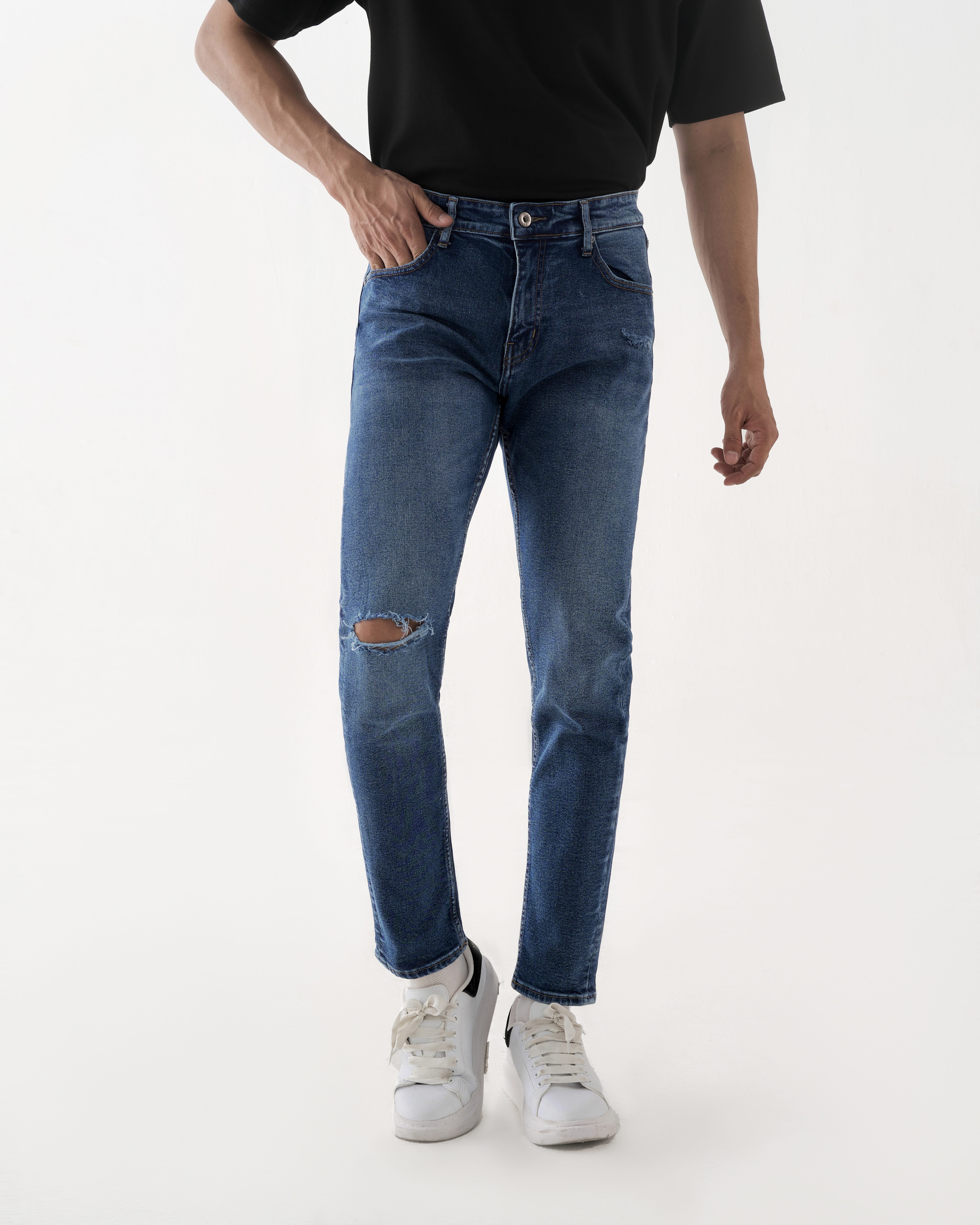 Quần jean nam xanh cao cấp MENFIT 0522 chất denim co giãn nhẹ 2 chiều, chuẩn form, thời trang