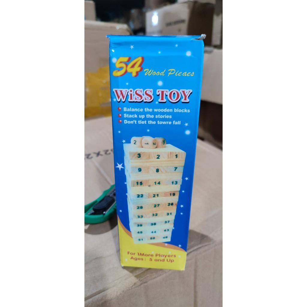 Đồ Chơi Rút Gỗ 54 Thanh Loại Lớn Hộp Màu Xanh Wiss Toy