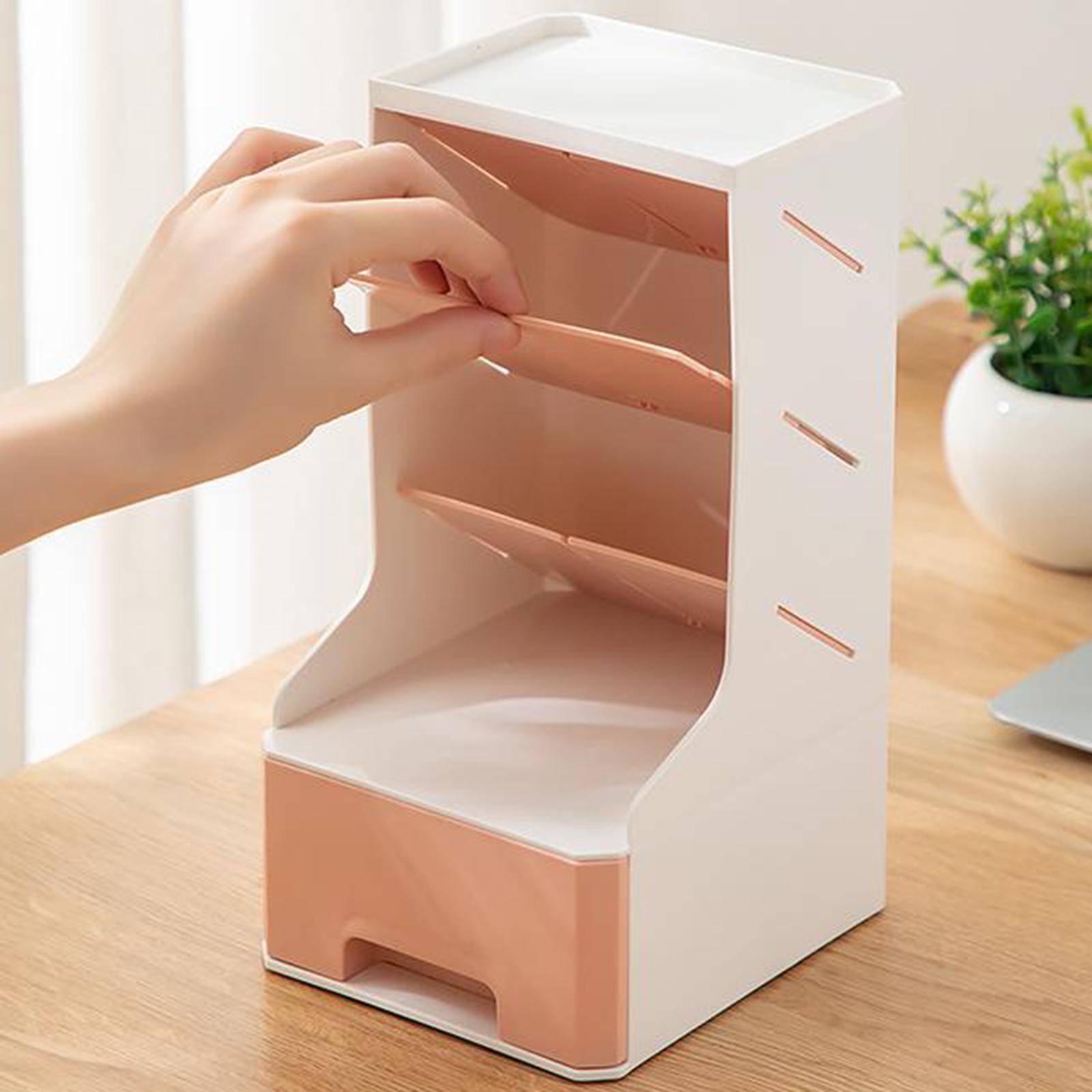 Desk Stationery Box Pen Holder with Drawer Desktop Storage Organizer for Desktop