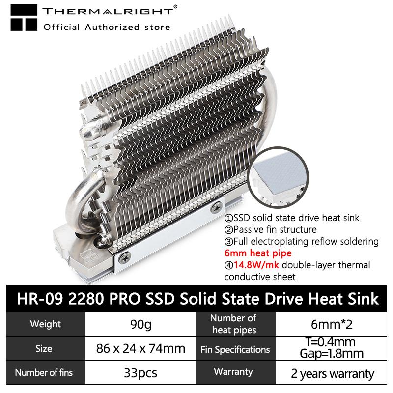 Thermalright HR-09 2280/HR-09 2280 PRO M.2 Ổ cứng thể rắn Bộ tản nhiệt ống dẫn nhiệt AGHP Bộ làm mát SSD Mạ điện hoàn toàn