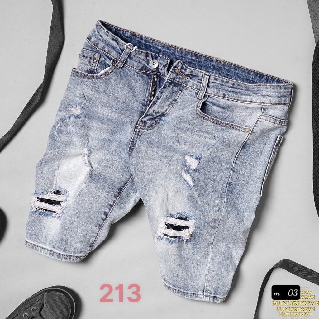 quần short jean nam xanh rách nhẹ cao cấp đẹp mẫu mới ảnh thật