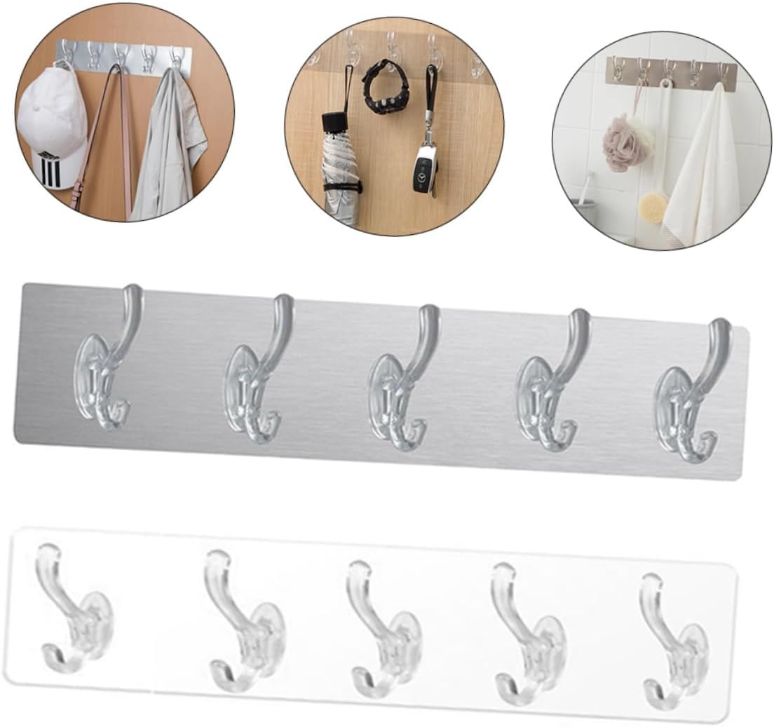 Móc Treo Nguyên Khối Trong Suốt Dán Tường 6 Móc Siêu Chắc