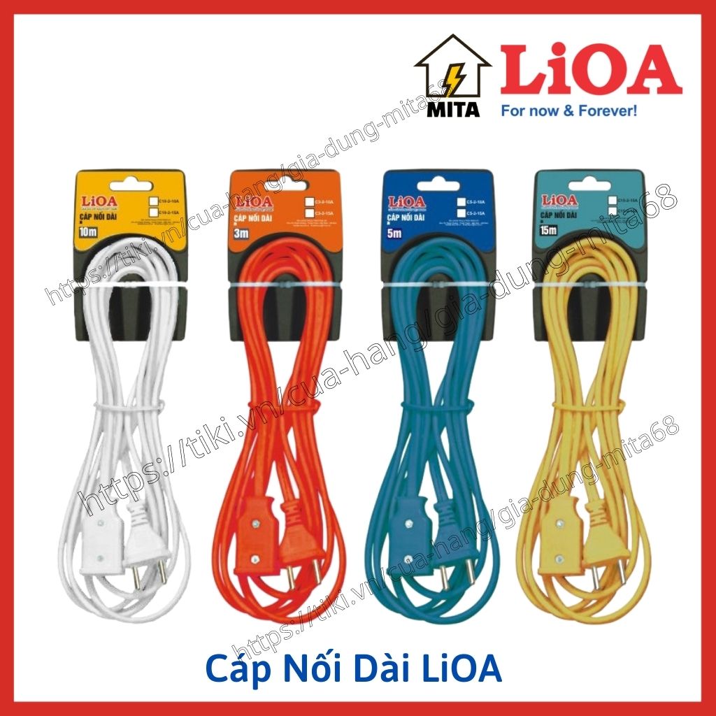 Cáp Nối Dài LiOA dây dài 3m/5m/10m/15m 10A-15A 2 lõi