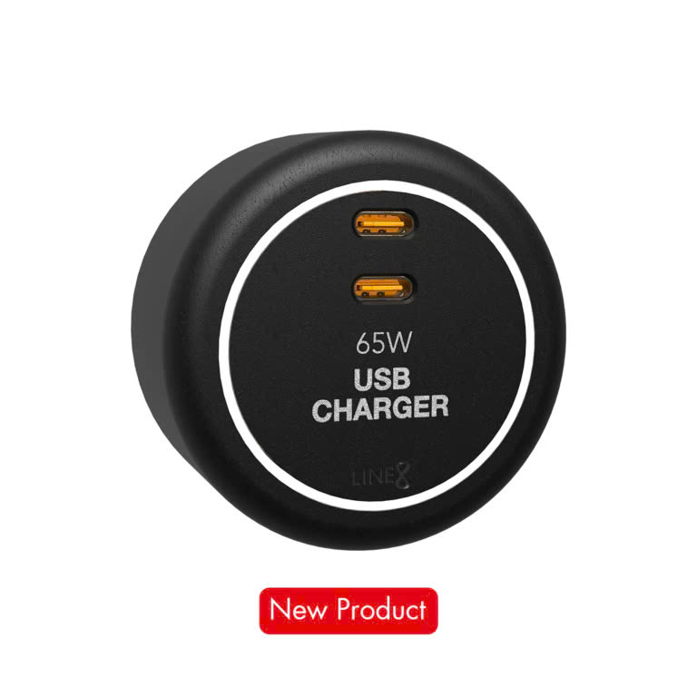 Ổ Cắm Điện Line8 Tích Hợp Bộ Sạc Nhanh GaN 65W-USB Charger Type C - Chính hãng