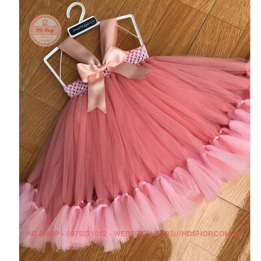 Váy công chúa cho bé ️FREESHIP️ Váy công chúa hồng cam thiên nga cho bé gái