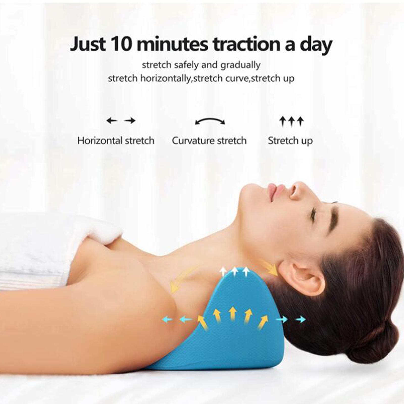 Portable Neck Shoulder Relaxer Chiropractic Pillow w/Massage Point Cervical Neck Massage Pillow for Muscle Relax Pain Relief Simple Effective
