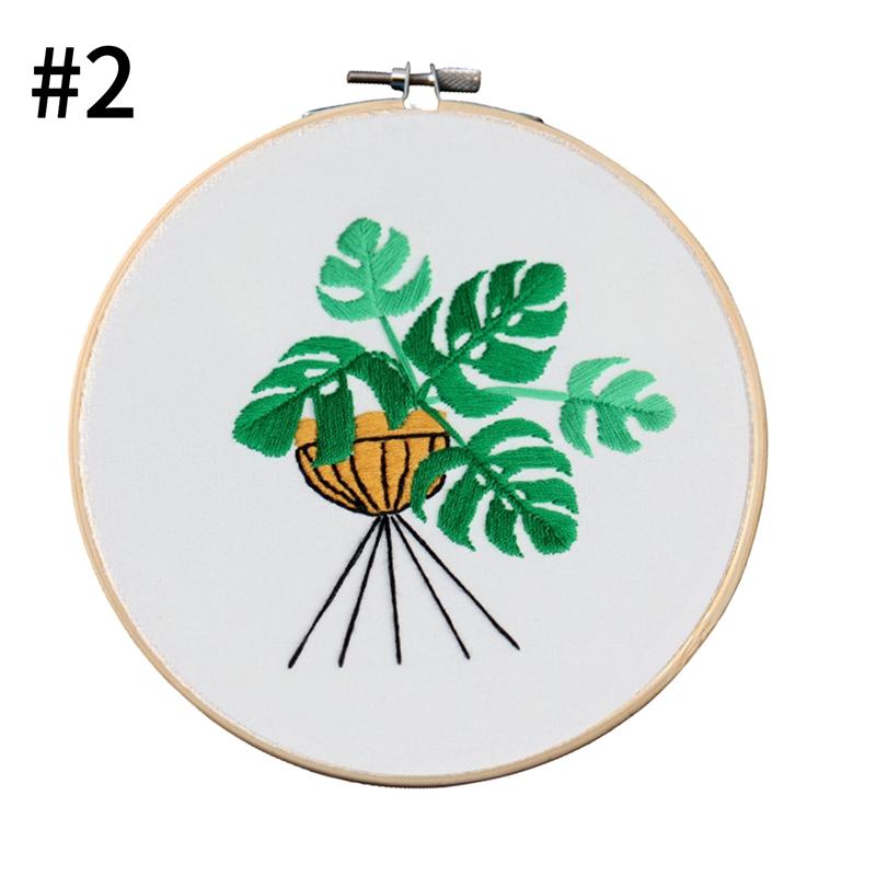 DIY Embroidery Kit Starter Flowers and Plants Pattern Handmade Beginner Cross Stitch Home Decoration - 2