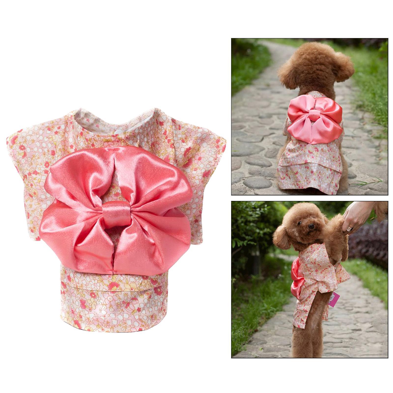 Cat Japanese Kimono Dress Up Costume Skirt Clothes for Small Dogs