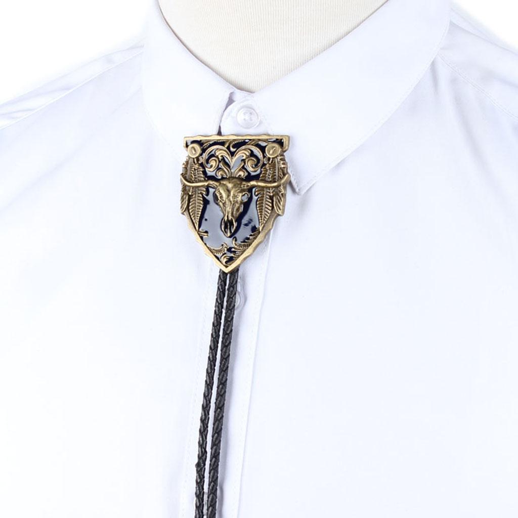 Men's Vintage Western Cowboy Rodeo Cow Bolo Tie Bola Pendant Necklace