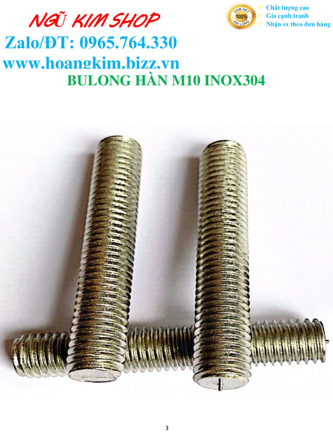 BULONG HÀN M10 INOX304 KHÔNG VÀNH