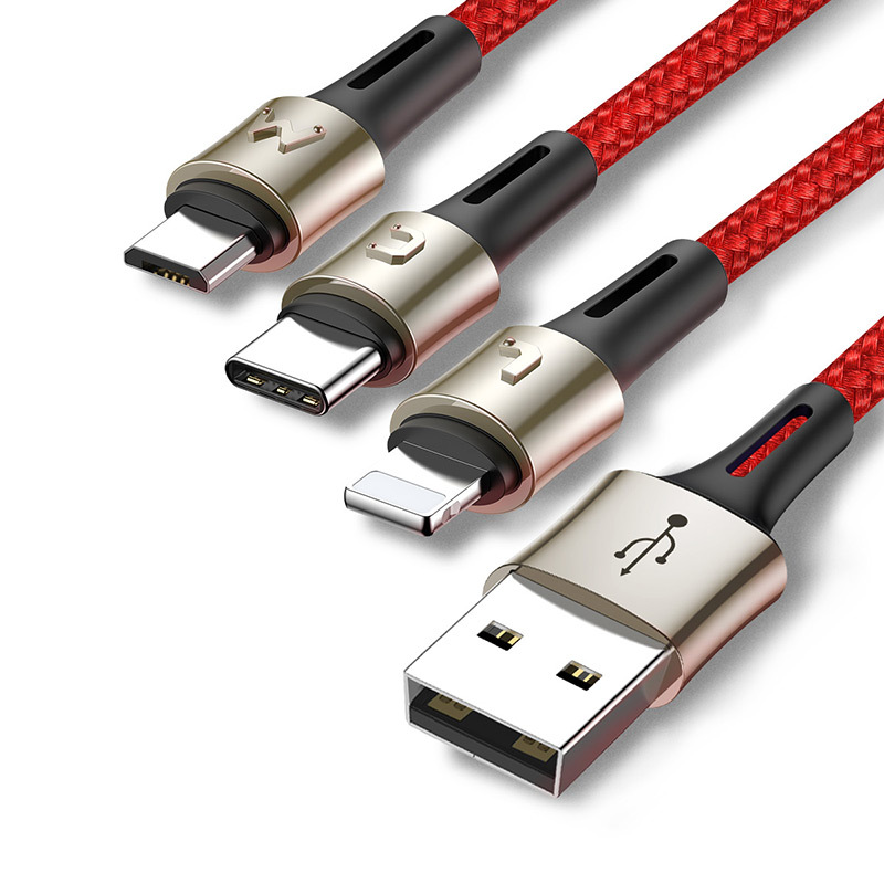 Cáp sạc và truyền dữ liệu siêu bền Baseus Caring Touch Selection 3 in 1 Cable ( USB Type A to USB Type C/ Micro USB/ Lightning 3.5A Fast Charging &amp; Sync Data Cable) - Hàng chính hãng