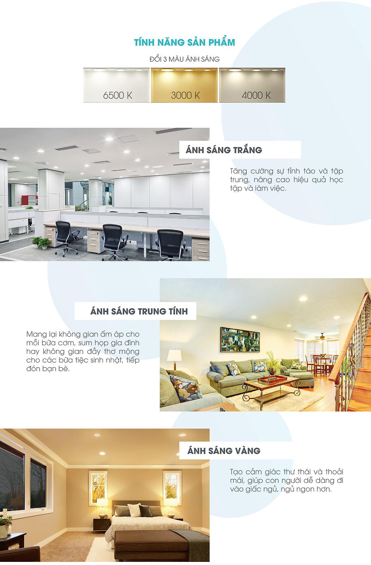 Đèn LED âm trần downlight đổi màu 110/10W vỏ nhôm đúc chính hãng Rạng Đông Model: AT20 ĐM 110/10W