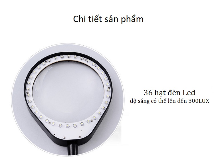 Kính lúp 10X để bàn có đèn led trợ sáng soi mẫu vật