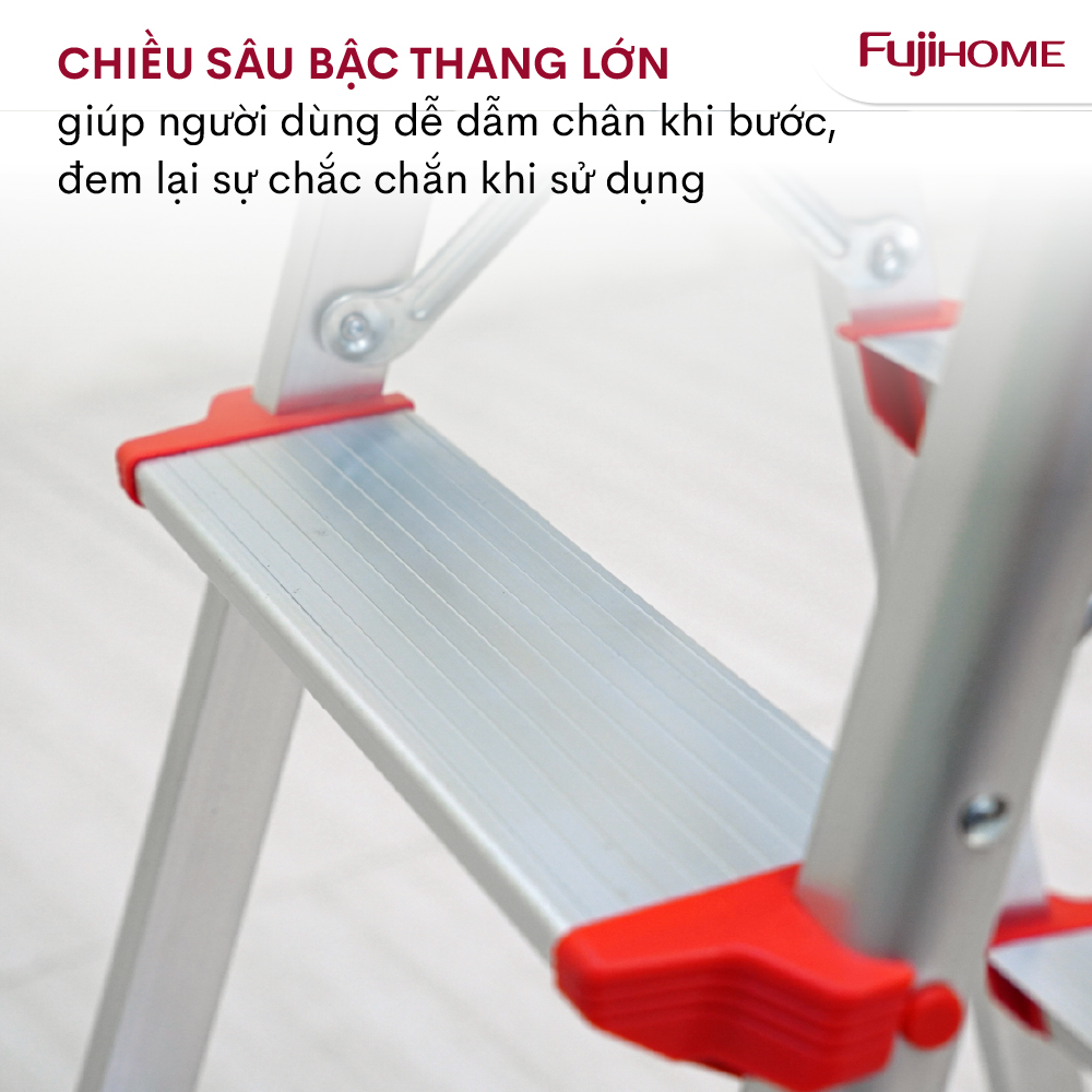 Thang nhôm gấp chữ A 5 bậc cao 1,23 mét FUJIHOME DL205, thang ghế nhôm xếp gọn gia đình