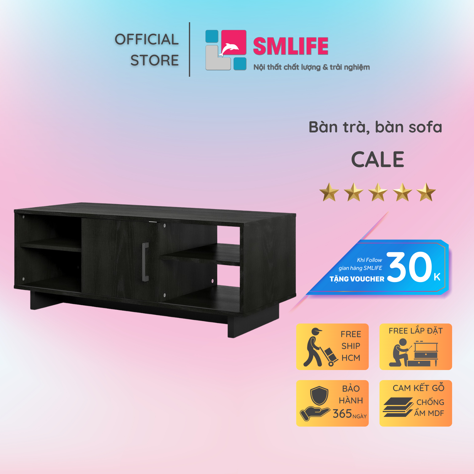 Bàn sofa phòng khách bằng gỗ công nghiệp SMLIFE Cale