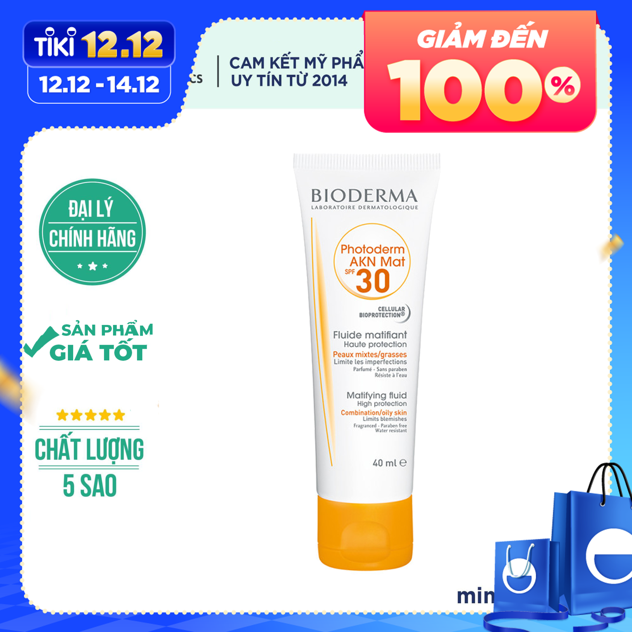 Kem Chống Nắng Bioderma Photoderm AKN Mat SPF 30 40ml