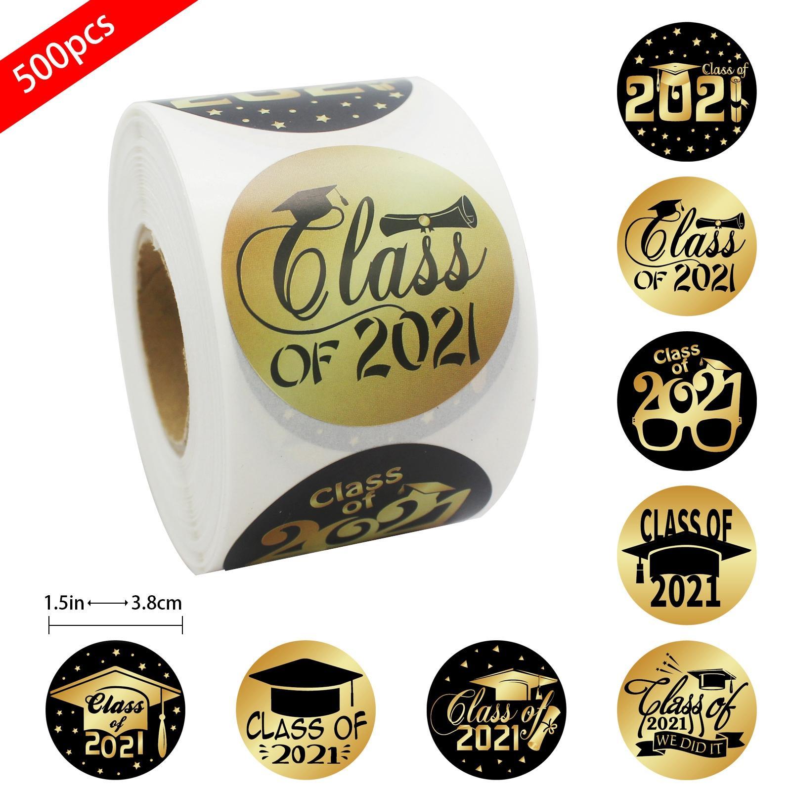 500 Pieces Graduation Sticker DIY Gift Wrap Packaging Stickers Roll Tape Gift Tag Sticker Sticky Label Baking Package Party Label