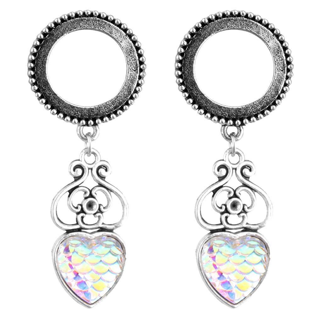 2pcs Heart Colorful Resin Dangle Screw  Stainless Steel Ear