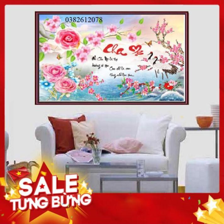 90*55CM TRANH ĐÍNH ĐÁ CHA MẸ TRANH CHƯA ĐÍNH DF868