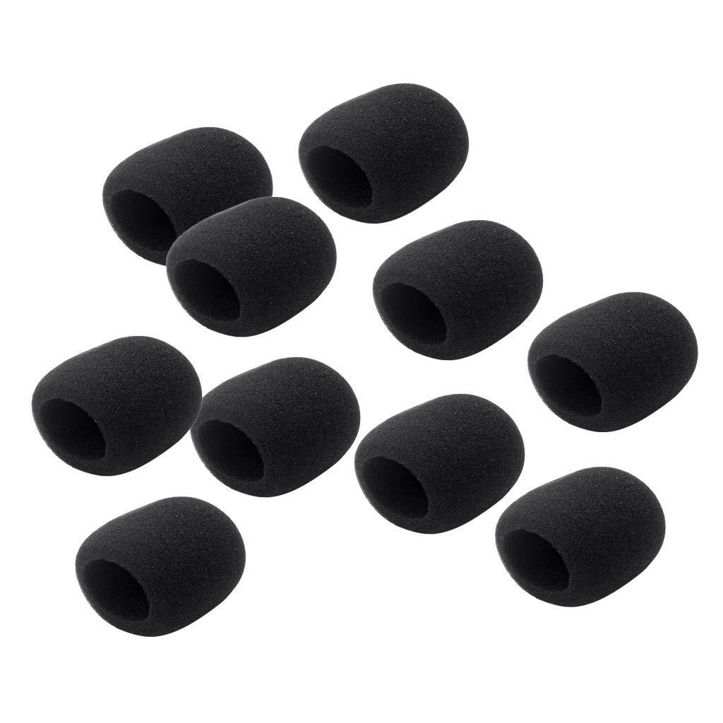 10 Pieces Thicken Microphone Foam Mic Cover Windscreen Handheld Stage Black