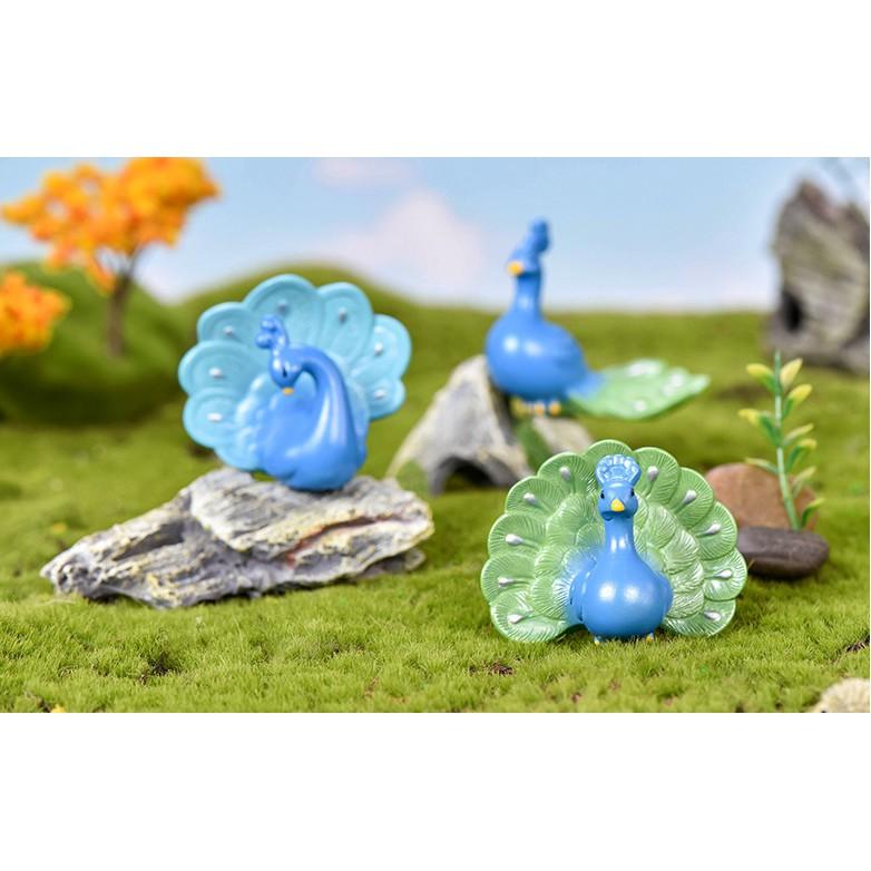 Mô hình Con Công xoè cánh trang trí tiểu cảnh terrarium quà tặng trang trí