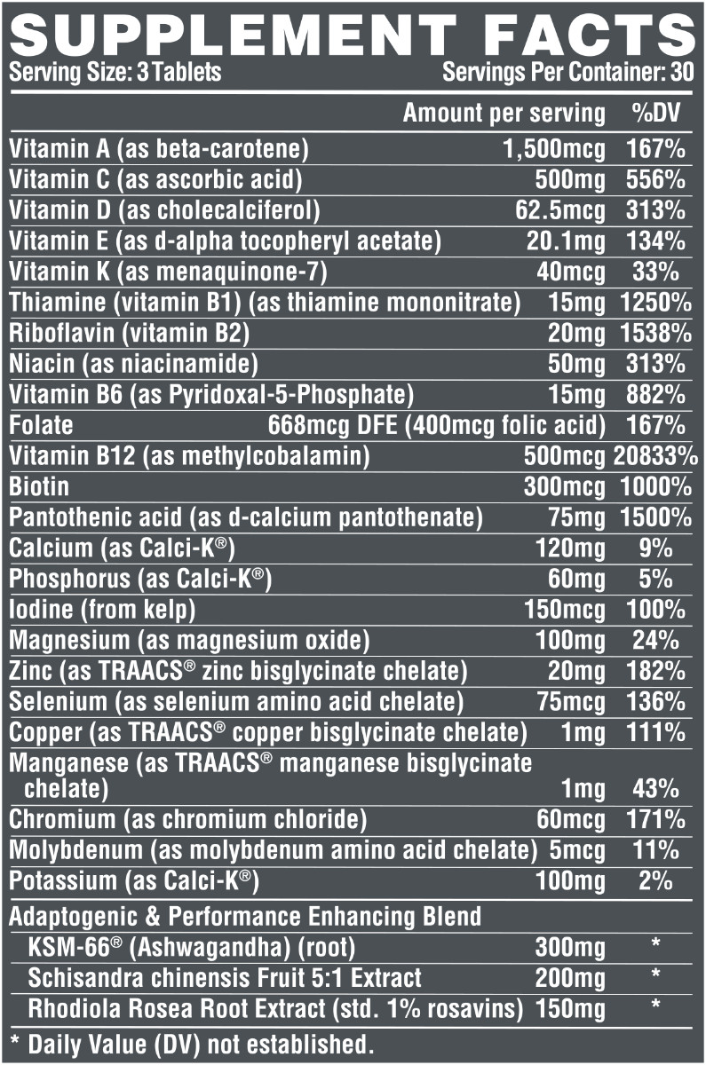 Nutrex Vitadapt - Vitamin khoáng chất thể thao đa năng, 90 viên