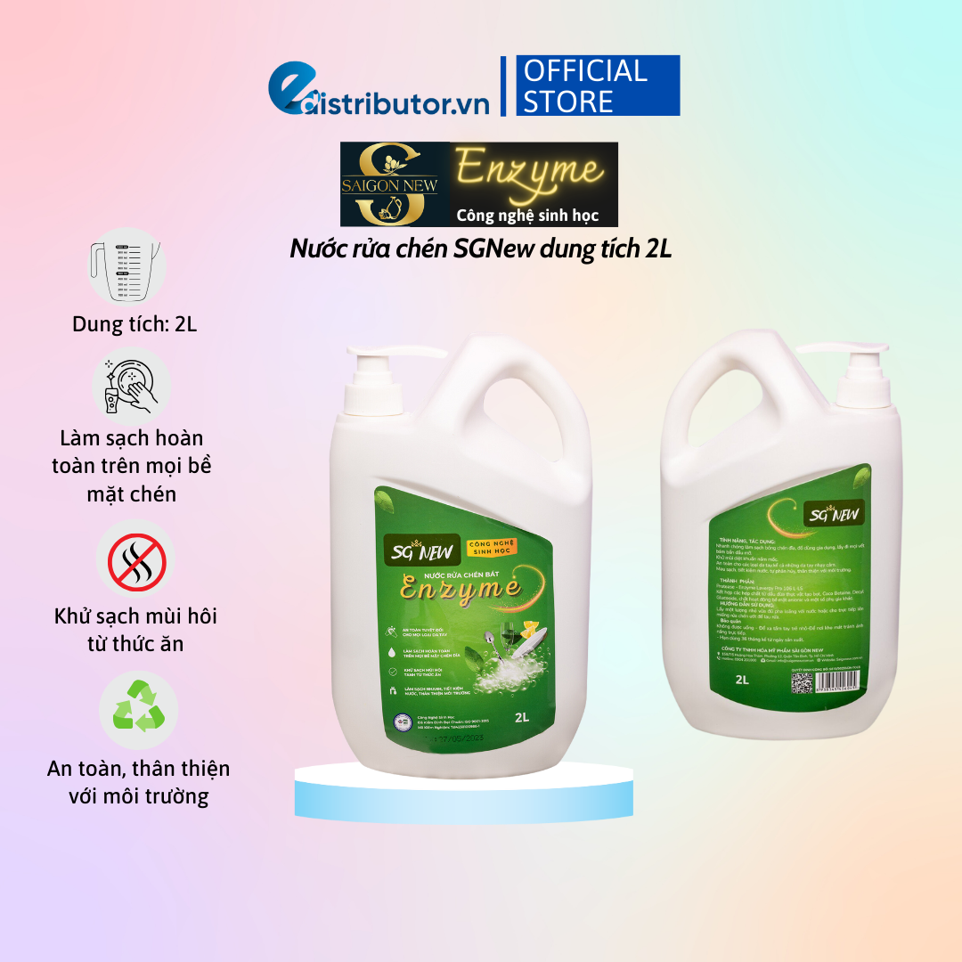 Nước rửa chén - nước giặt xả Enzyme - nước giặt xả dành cho em bé SGNew (Dung tích 1.8-2L) - Hàng chính hãng