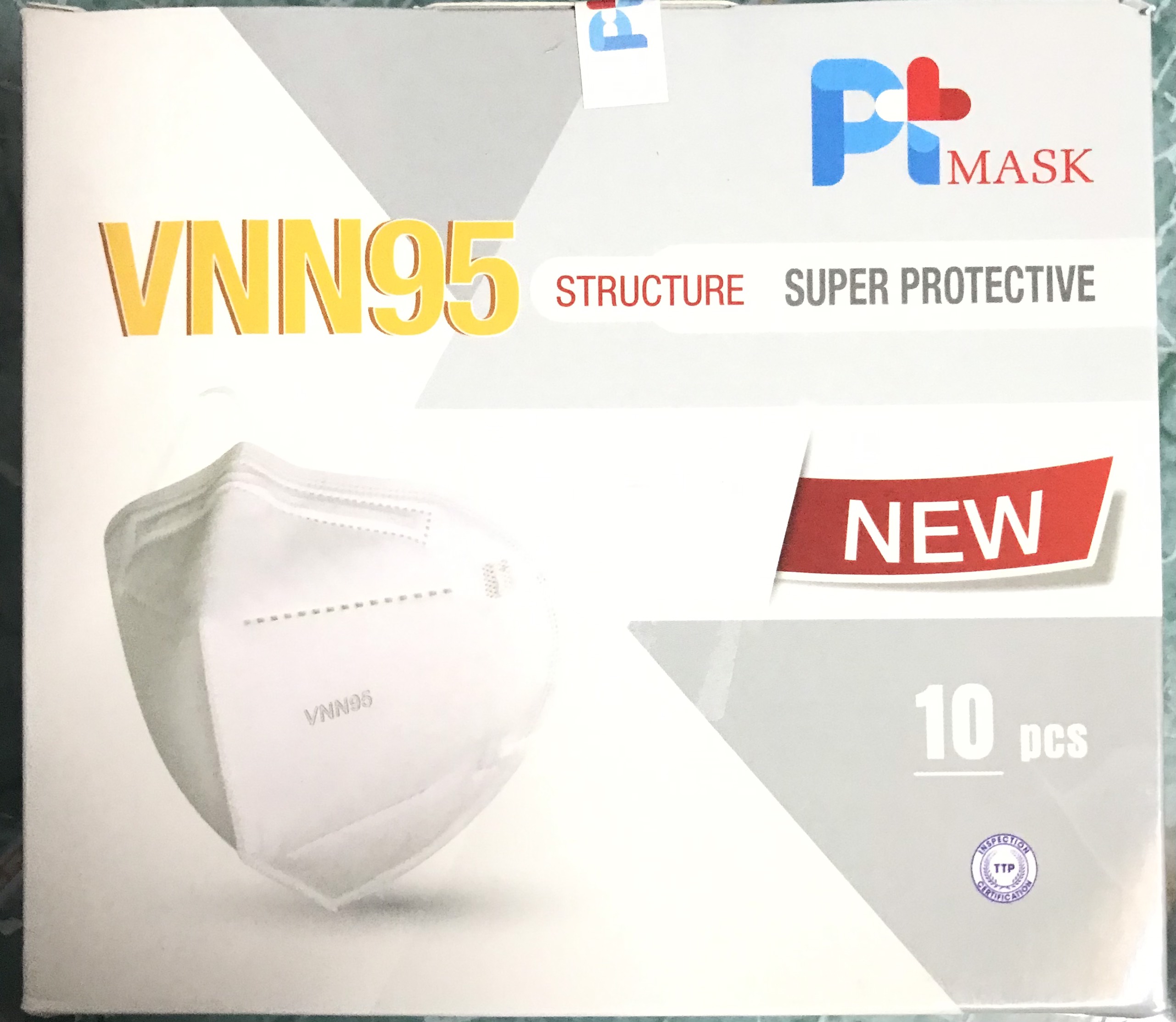 Hộp 10 Cái Khẩu Trang VNN95 PT Mask, 5 Lớp, kháng Khuẩn, Chống Bụi Siêu Mịn PM2.5, Màu Trắng - Đạt Các Chứng Chỉ ISO 13485, ISO 9001, CE, FDA, TGA.