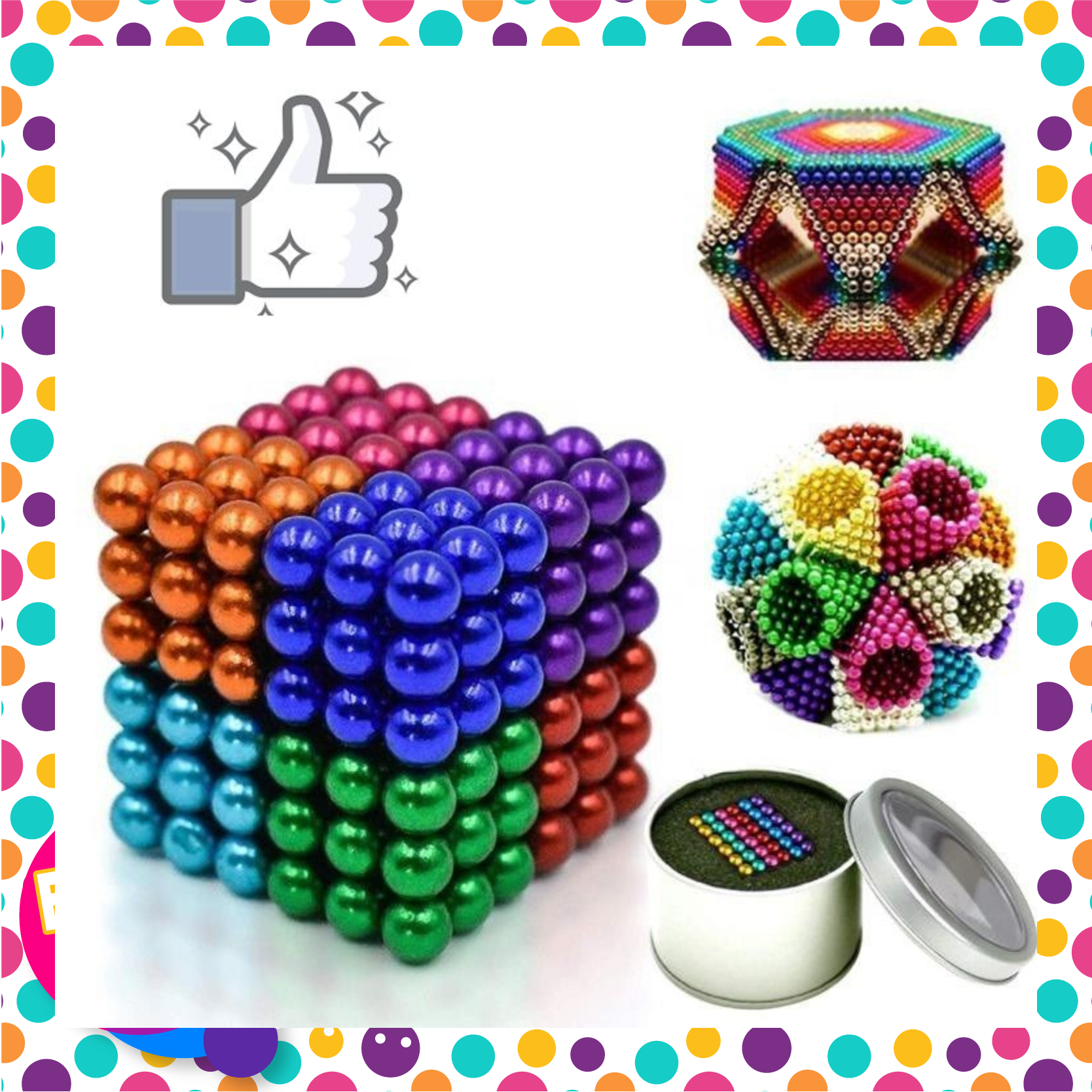 Bộ Xếp Hình Nam Châm Siêu Phẩm BuckyBalls Rainbow 8 màu 216 viên đường kính 5mm [ FULLBOX Video Sản Phẩm ]