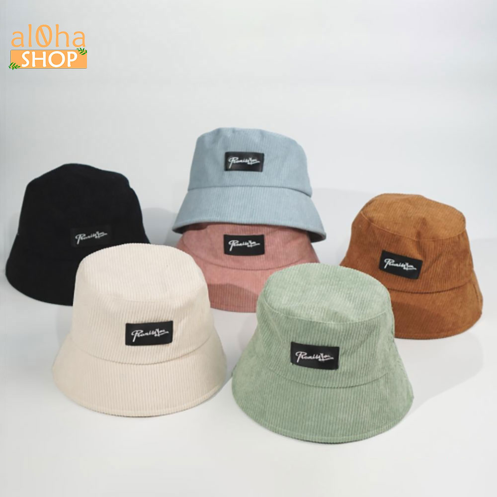 Mũ tai bèo Ulzzang - Nón bucket vải nhung tăm Unisex nam nữ - al0ha Shop