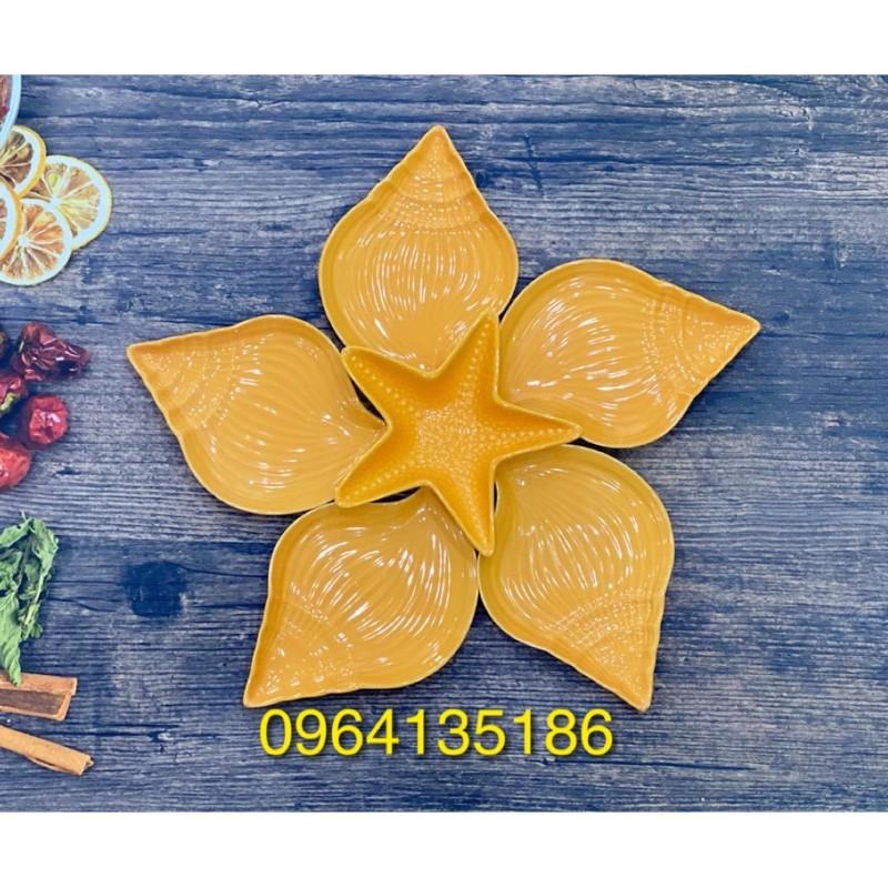 Set đĩa trưng bày đồ ăn sắc màu đại dương gốm sứ Bát Tràng