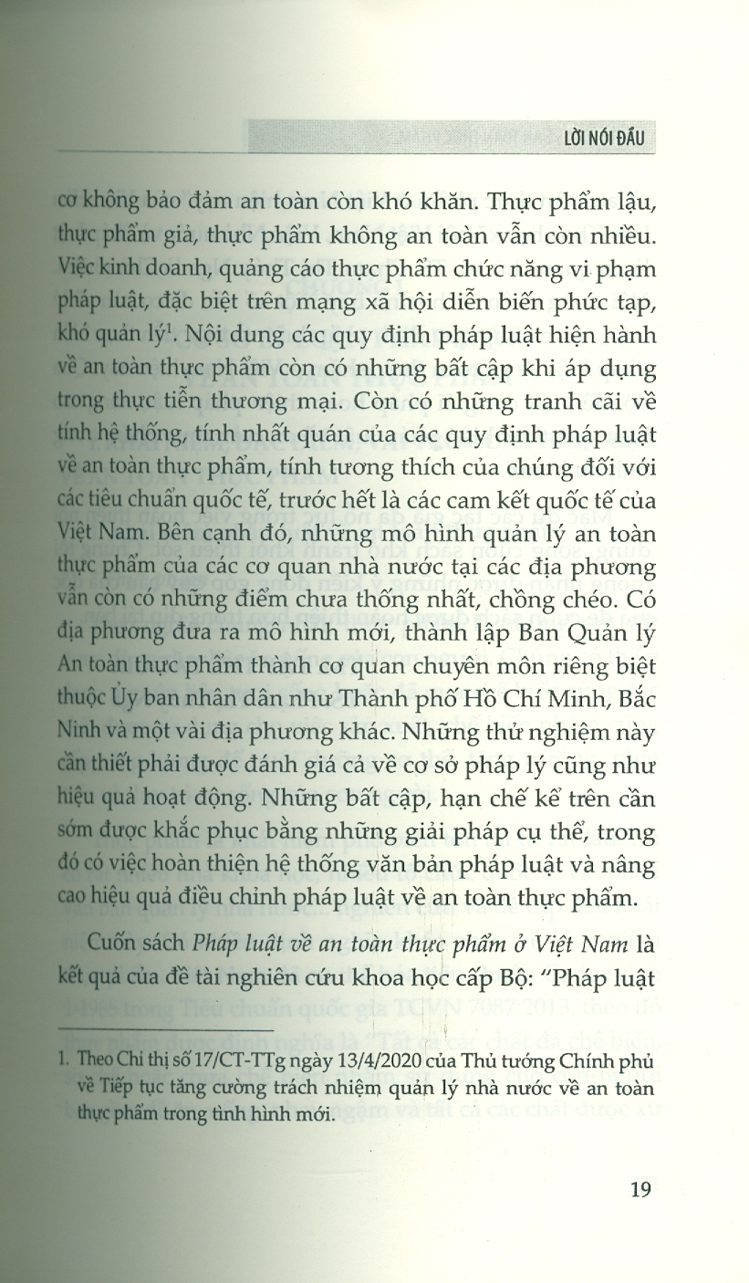 Pháp Luật Về An Toàn Thực Phẩm Ở Việt Nam (Sách chuyển khảo) - TS. Phạm Thị Thúy Nga (Chủ biên)