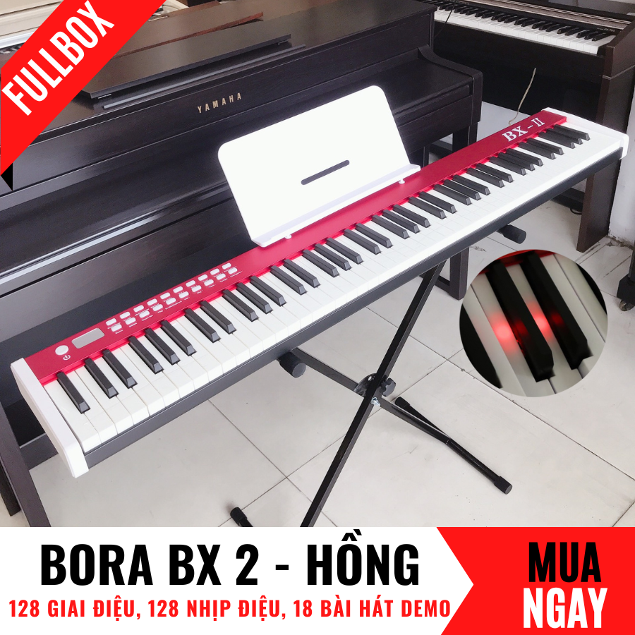 Đàn Piano Điện Bora BX II Phím Sáng - 88 Phím Nặng Cảm Lực- Kết Nối Bluetooth + Khăn Phủ Đàn + Chân Đàn