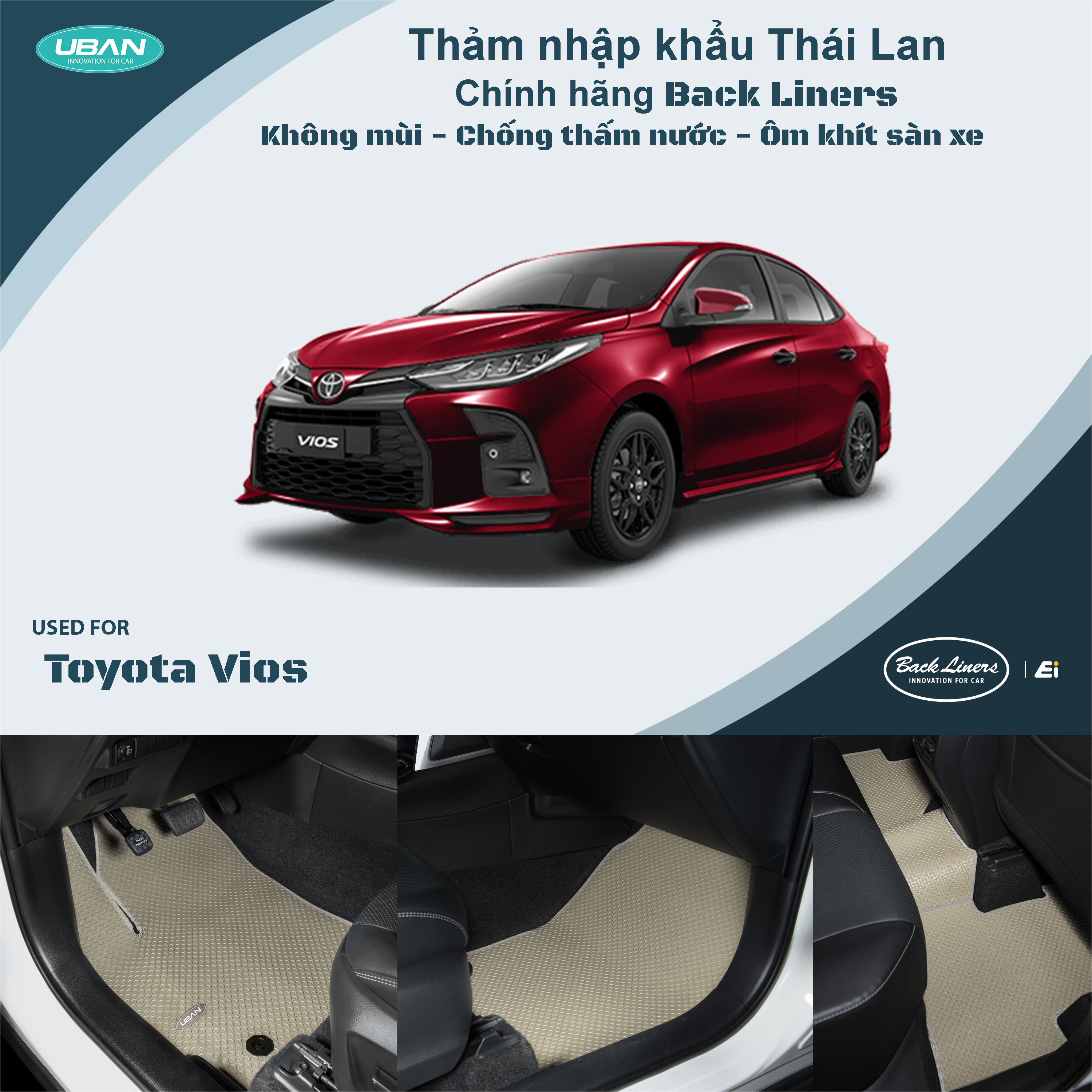 Thảm lót sàn ô tô UBAN cho xe Toyota Vios - Nhập khẩu Thái Lan