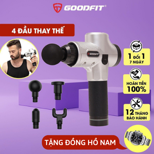 Máy mát xa cầm tay Massage chính hãng GoodFit GF211MG - 7 Cấp Độ, Hỗ Trợ Mát Xa Chuyên Sâu, Giảm Đau Cơ, Cứng Khớp. Tặng 1 Đồng Hồ Đeo Tay