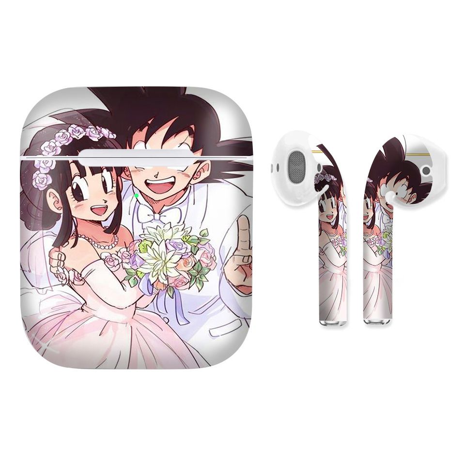 Miếng dán skin chống bẩn cho tai nghe AirPods in hình Songoku Dragon Ball - 7vnr028 (bản không dây 1 và 2)