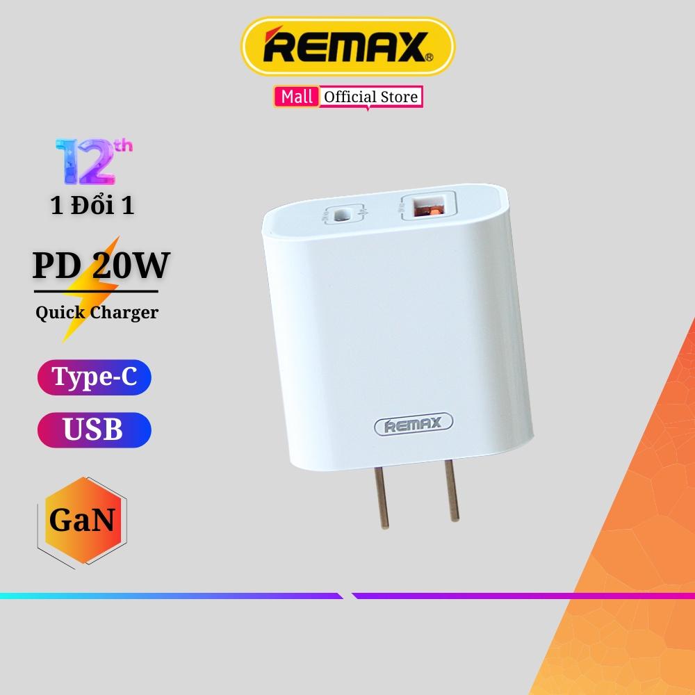 Củ sạc nhanh 20w chính hãng Remax U68 2 cổng sạc nhanh PD3.0 và QC3.0 sạc đầy 50% pin trong 30 phút - Remax Hàng Chính Hãng