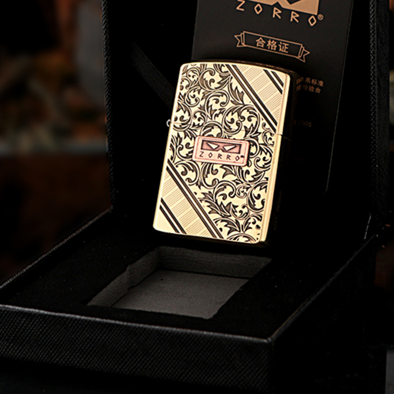 Vỏ Hột Quẹt Bật Lửa Xăng Đá Zorro Z2-1045 Họa Tiết Hoa Văn Cổ Điển - Nhiều Màu (Không Sẵn Xăng)