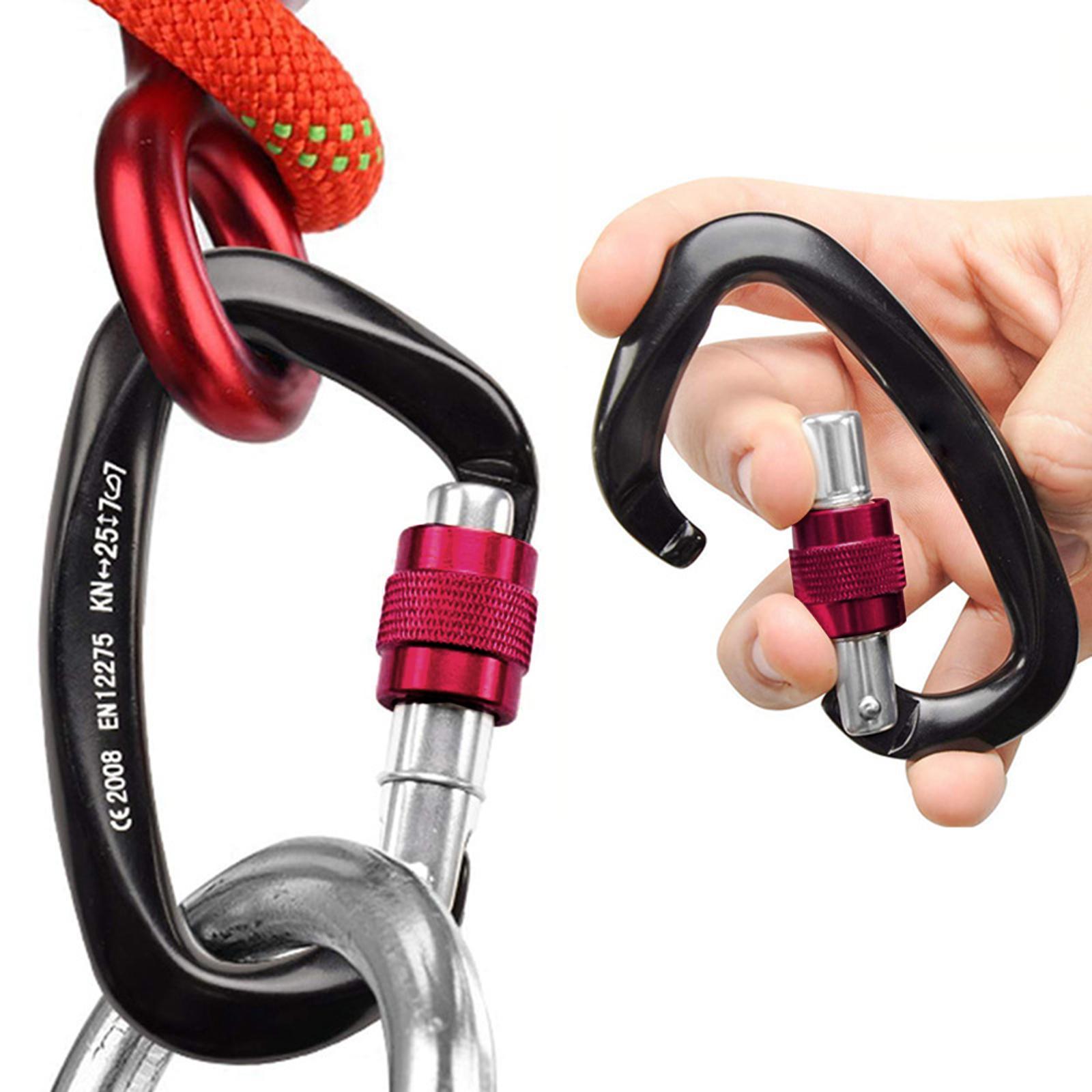D Shaped Carabiner Buckle Small Carabiner Clip for Rappelling Caving Camping